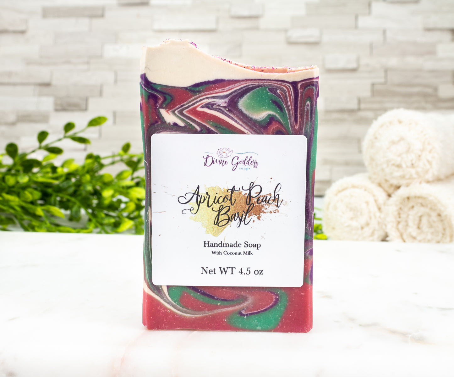 Apricot Peach Basil Coconut Milk Bar Soap - Divine Goddess Soaps