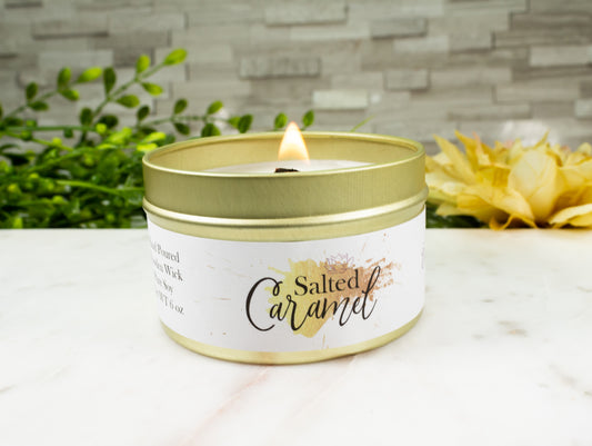 Salted Caramel Wood Wick Soy Candle - Divine Goddess Soaps