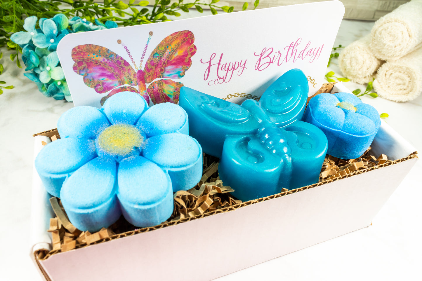 Blue Raspberry Happy Birthday Spa Gift Set - Divine Goddess Soaps