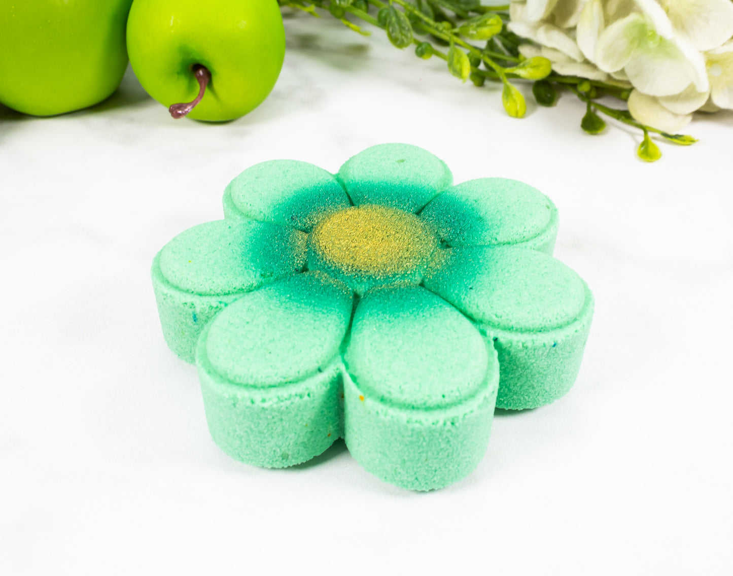 Green Apple Candy  Flower Bath Bomb - Divine Goddess Soaps