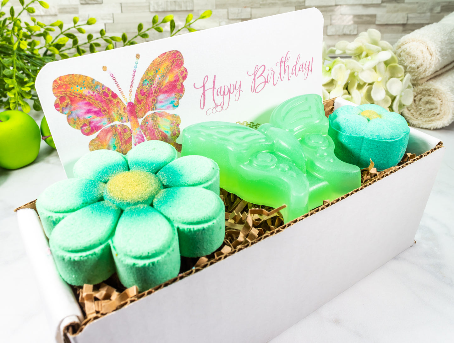 Green Apple Happy Birthday Gift Set - Divine Goddess Soaps