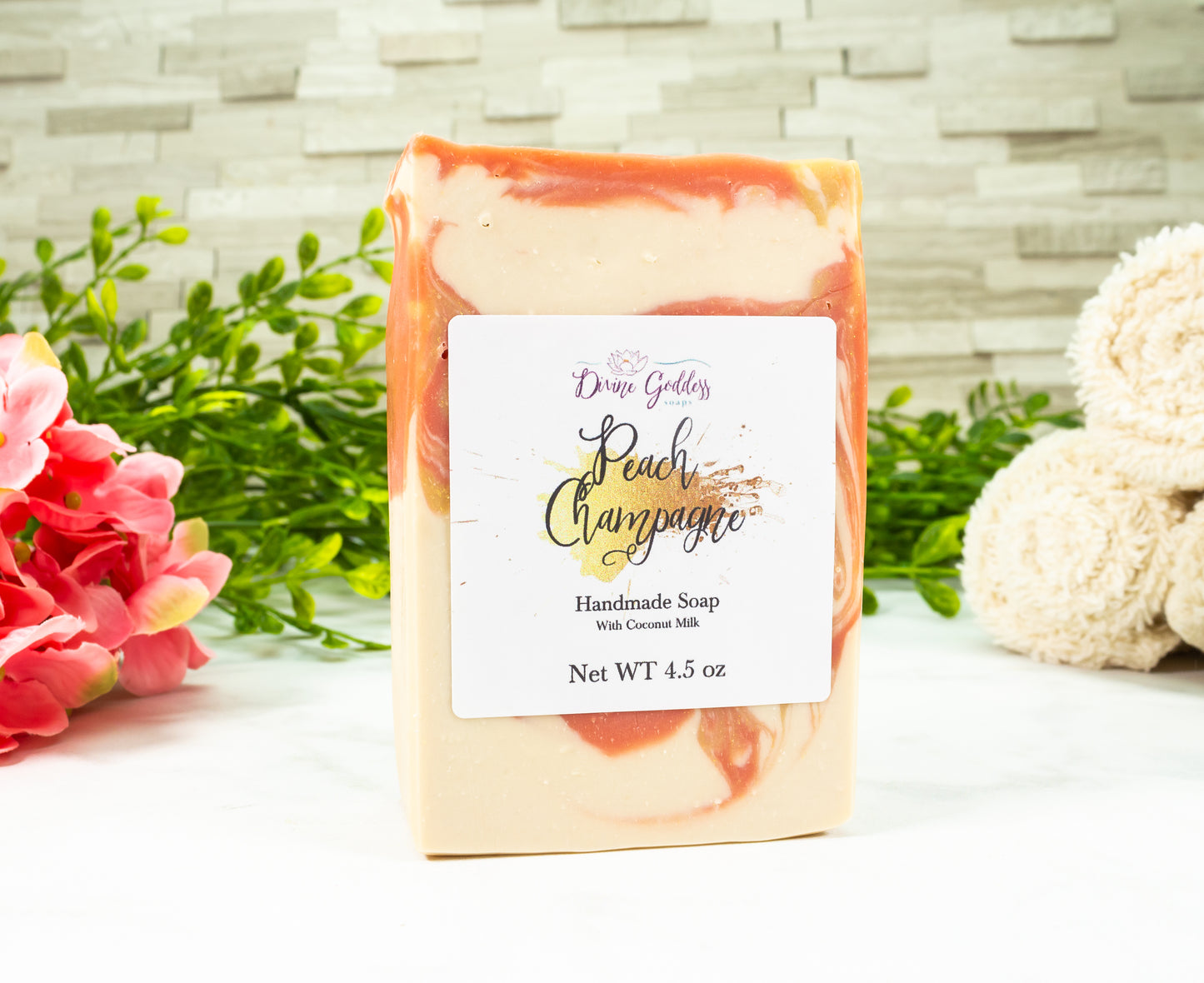 Peach Champagne Coconut Milk Bar Soap - Divine Goddess Soaps