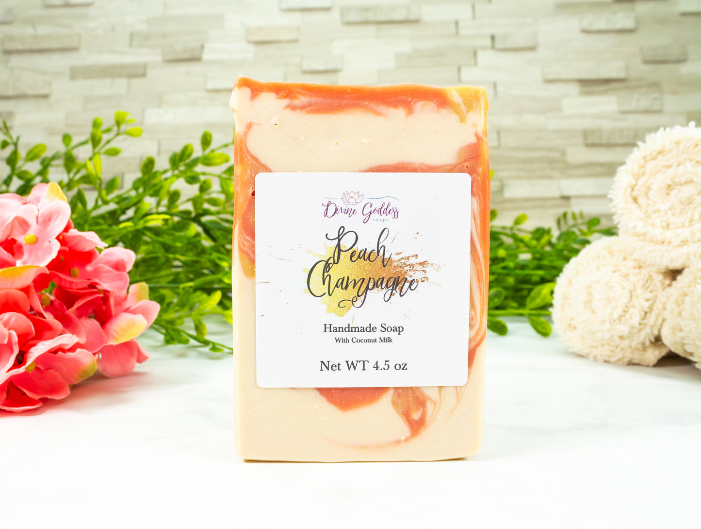 Peach Champagne Coconut Milk Bar Soap - Divine Goddess Soaps