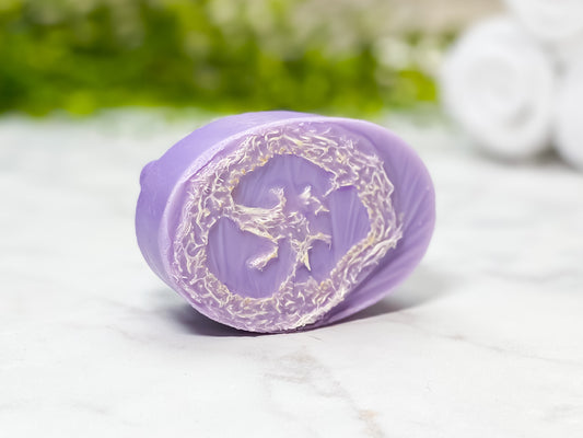 Lilac Luffa Massage Soap Bar - Divine Goddess Soaps