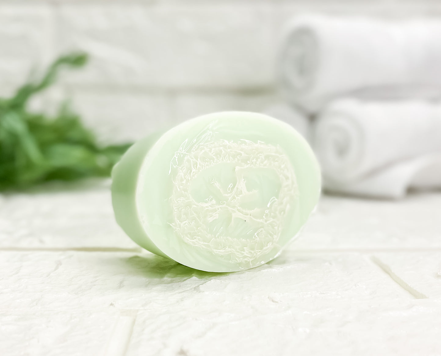 Cucumber Basil Mint Luffa Massage Soap Bar