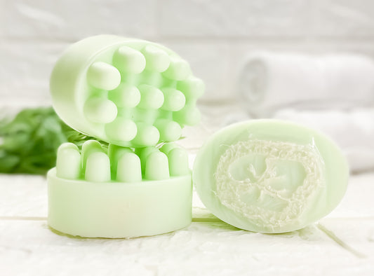 Cucumber Basil Mint Luffa Massage Soap Bar